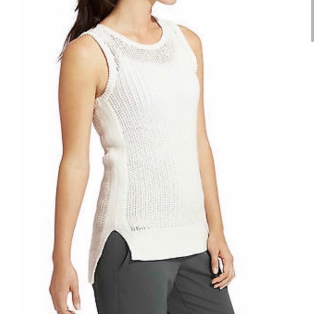 ATHLETA | Cream Crochet Knit Sweater Tank Top Size Small